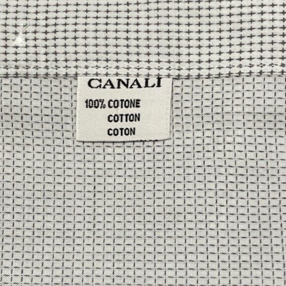 CANALI Black & White Cotton DRESS SHIRT, Made in Italy Size 38 / 15  Like New - Picture 1 of 7